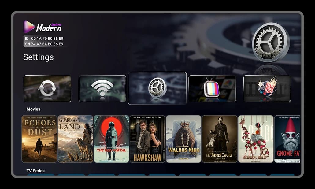 Modern Appforce Android TV media player interface preview.